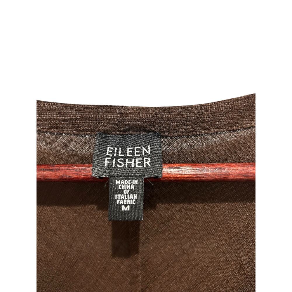 EILEEN FISHER Brown Linen Blend Sleeveless Midi A-Line Dress Size M Minimalist - Picture 2 of 8